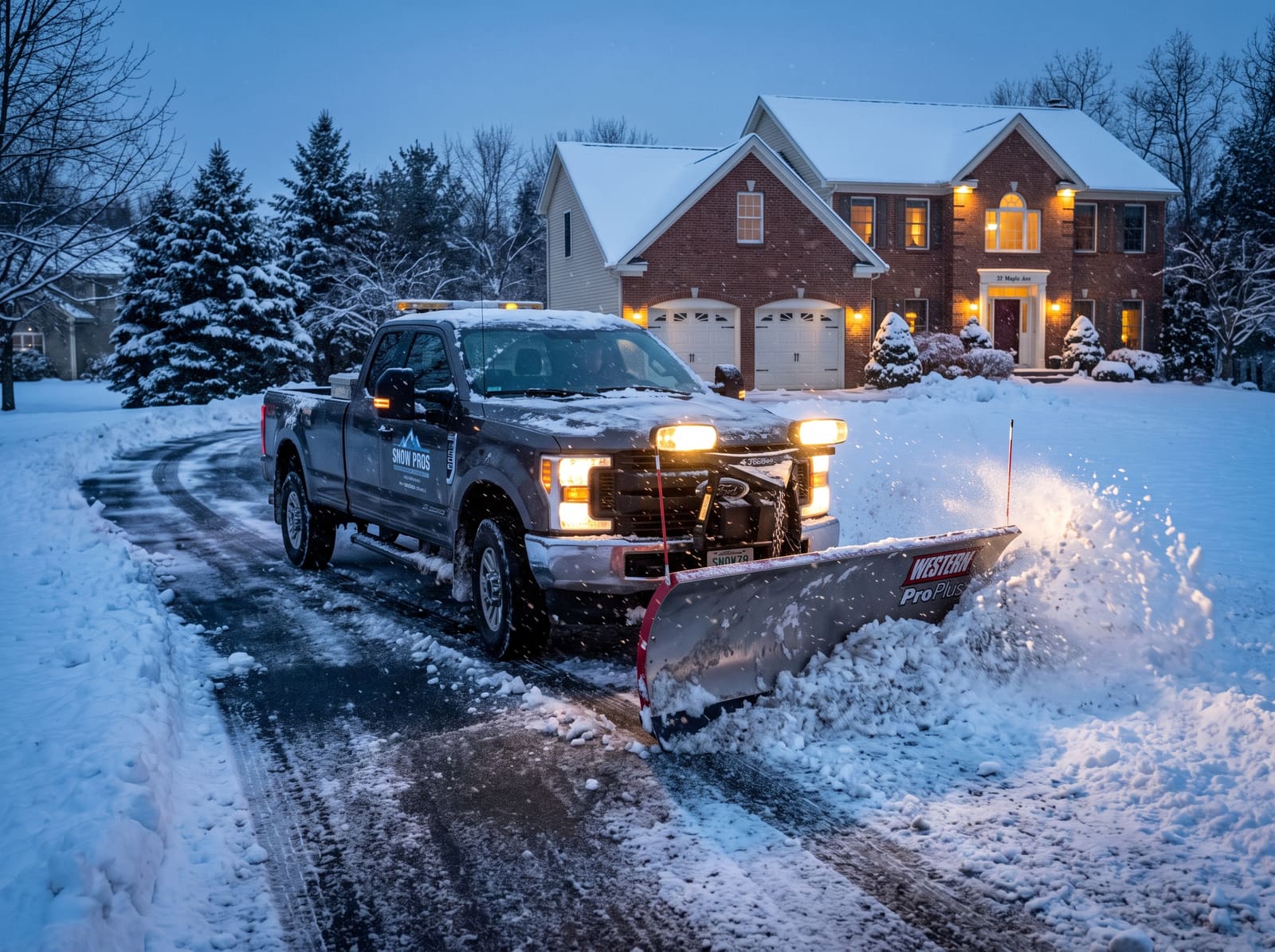 Plow truck in action
